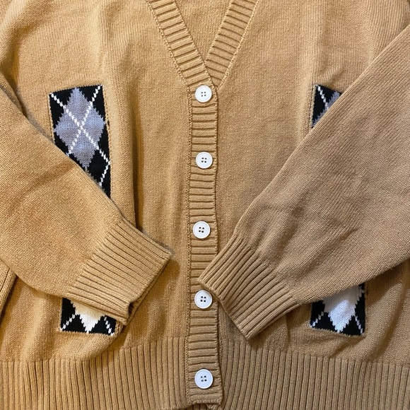 Dazy Women's Plaid V-neck Button Down Knit Cardigan/Sweater Long Sleeve Size M - Picture 3 of 11